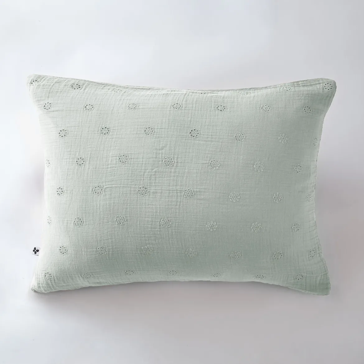 Taie d'oreiller brodée double gaze de coton