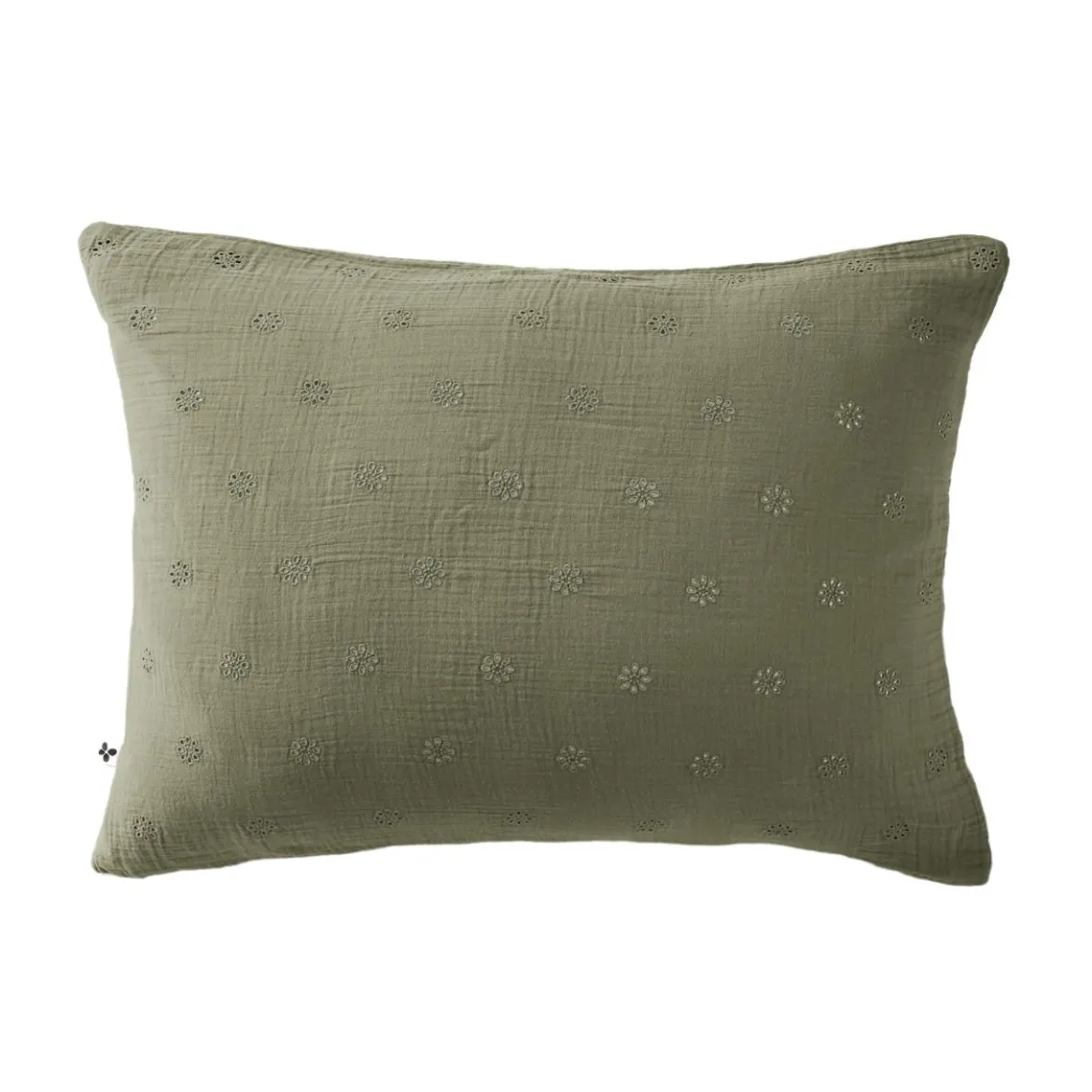 Taie d'oreiller brodée double gaze de coton