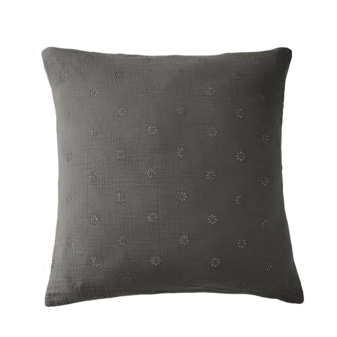 Taie d'oreiller brodée double gaze de coton