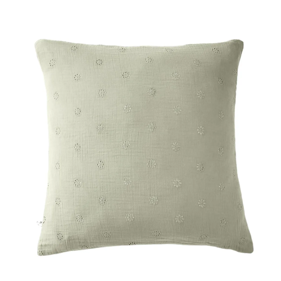 Taie d'oreiller brodée double gaze de coton
