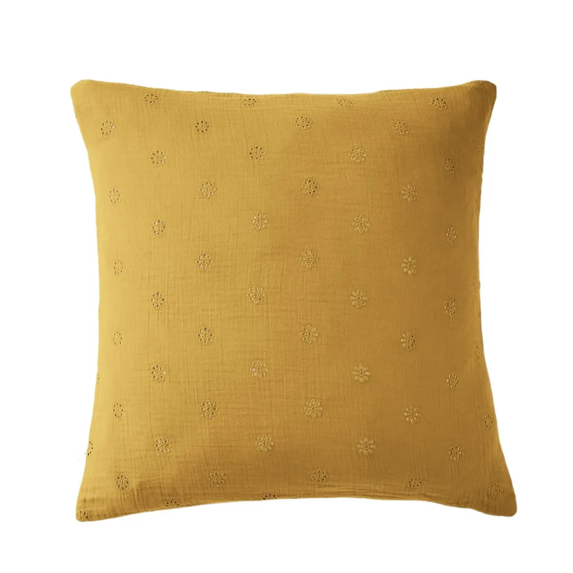 Taie d'oreiller brodée double gaze de coton