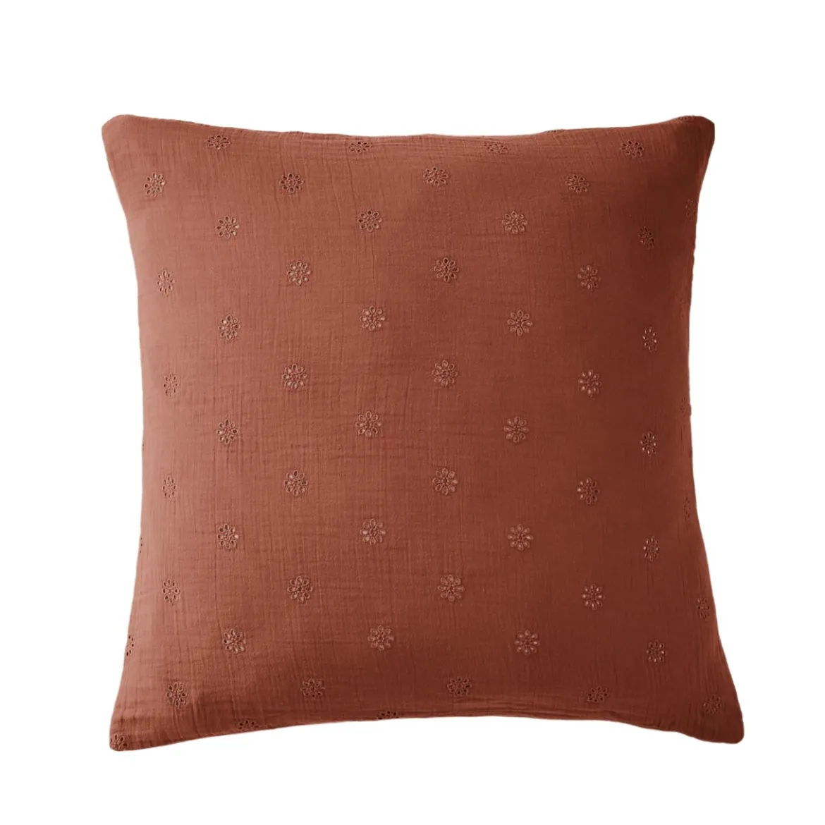Taie d'oreiller brodée double gaze de coton