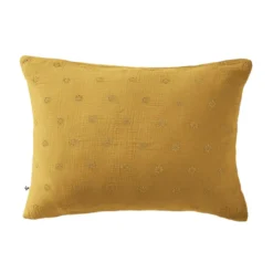 Taie d'oreiller brodée double gaze de coton