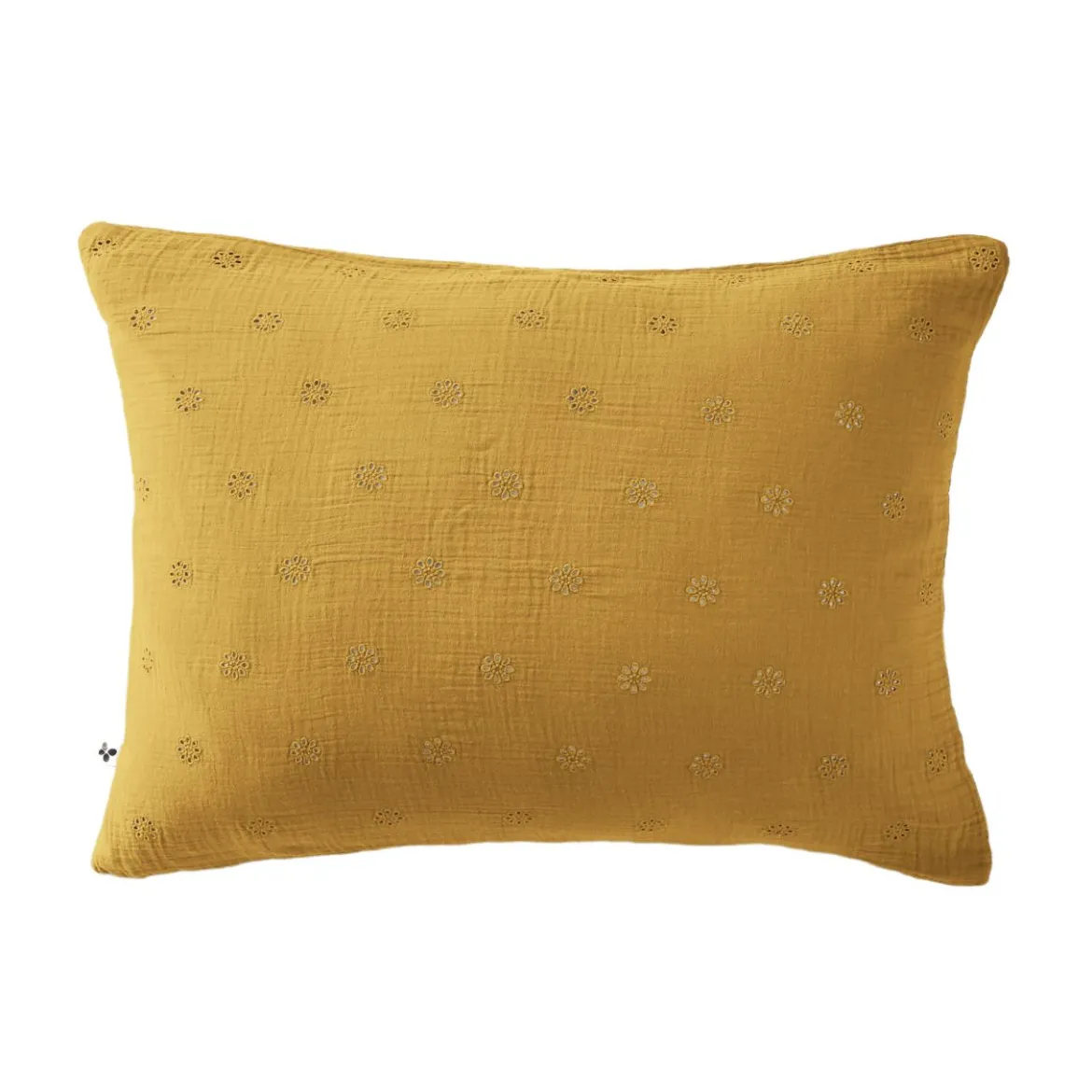 Taie d'oreiller brodée double gaze de coton