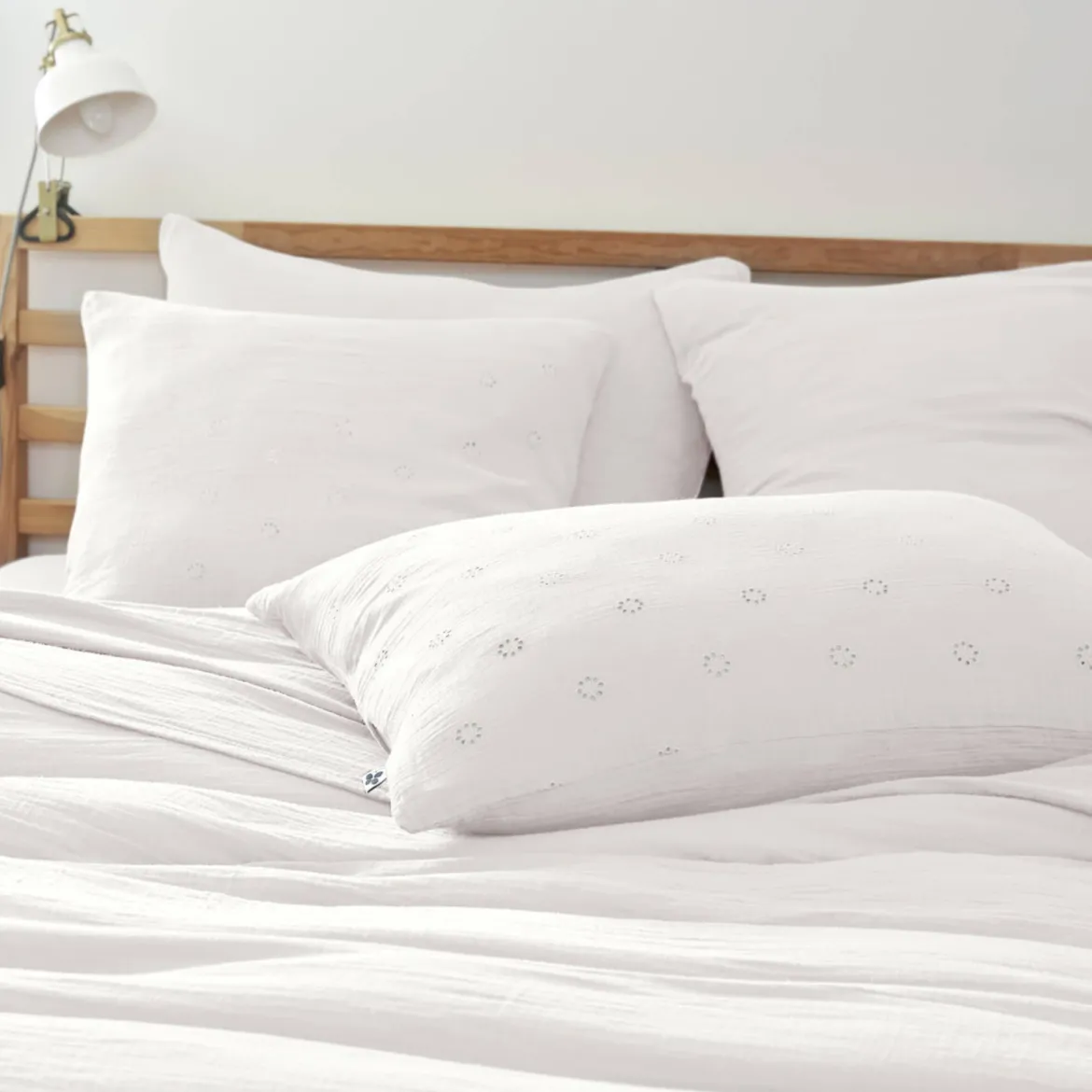 Taie d'oreiller brodée double gaze de coton