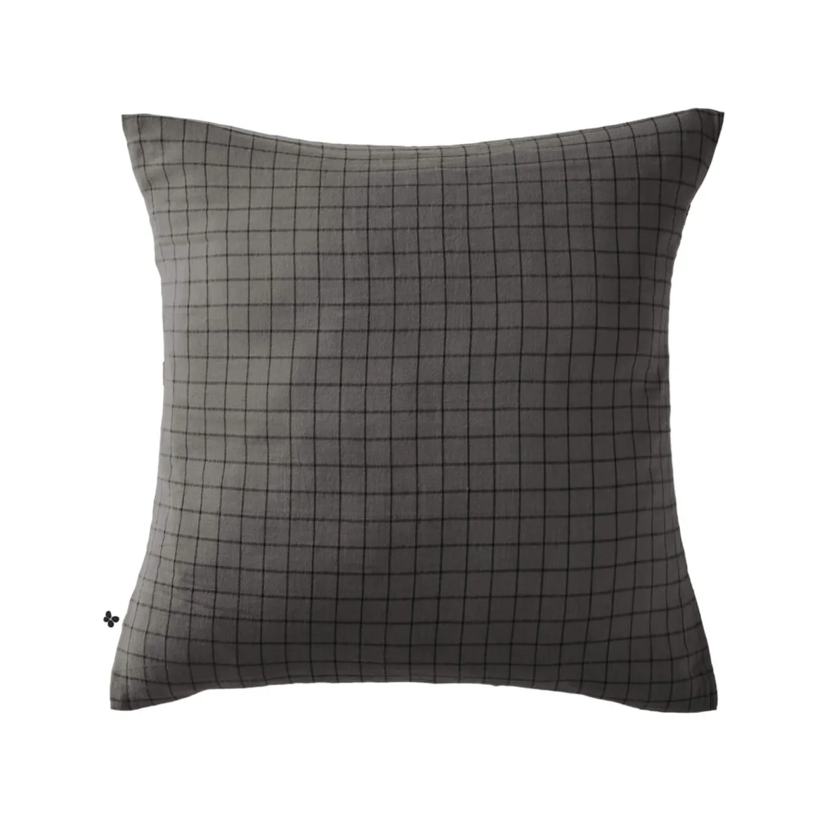 Taie d'oreiller à carreaux double gaze de coton anthracite