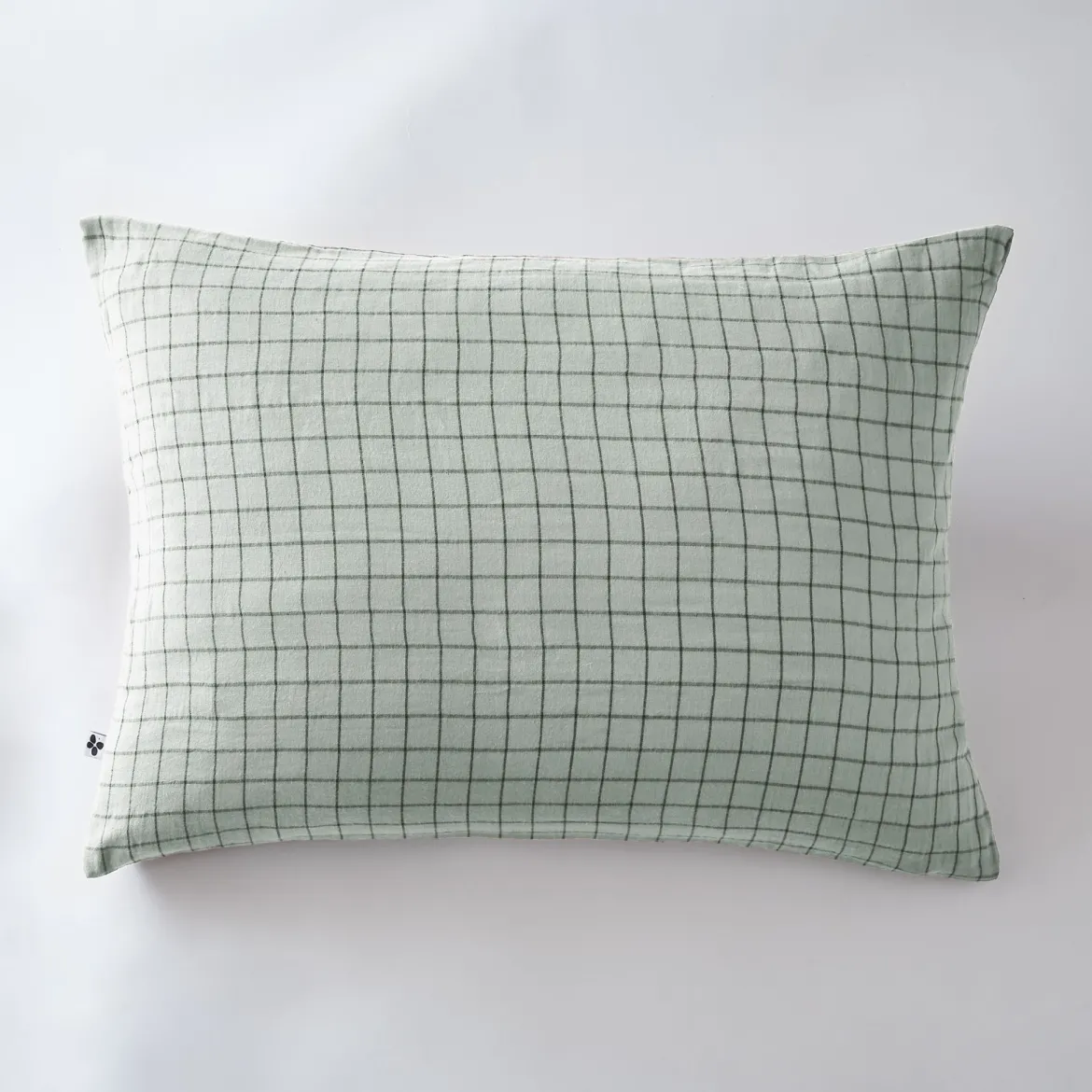 Taie d'oreiller à carreaux double gaze de coton eucalyptus
