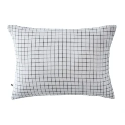 Taie d'oreiller à carreaux double gaze de coton blanc