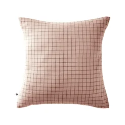 Taie d'oreiller à carreaux double gaze de coton rose