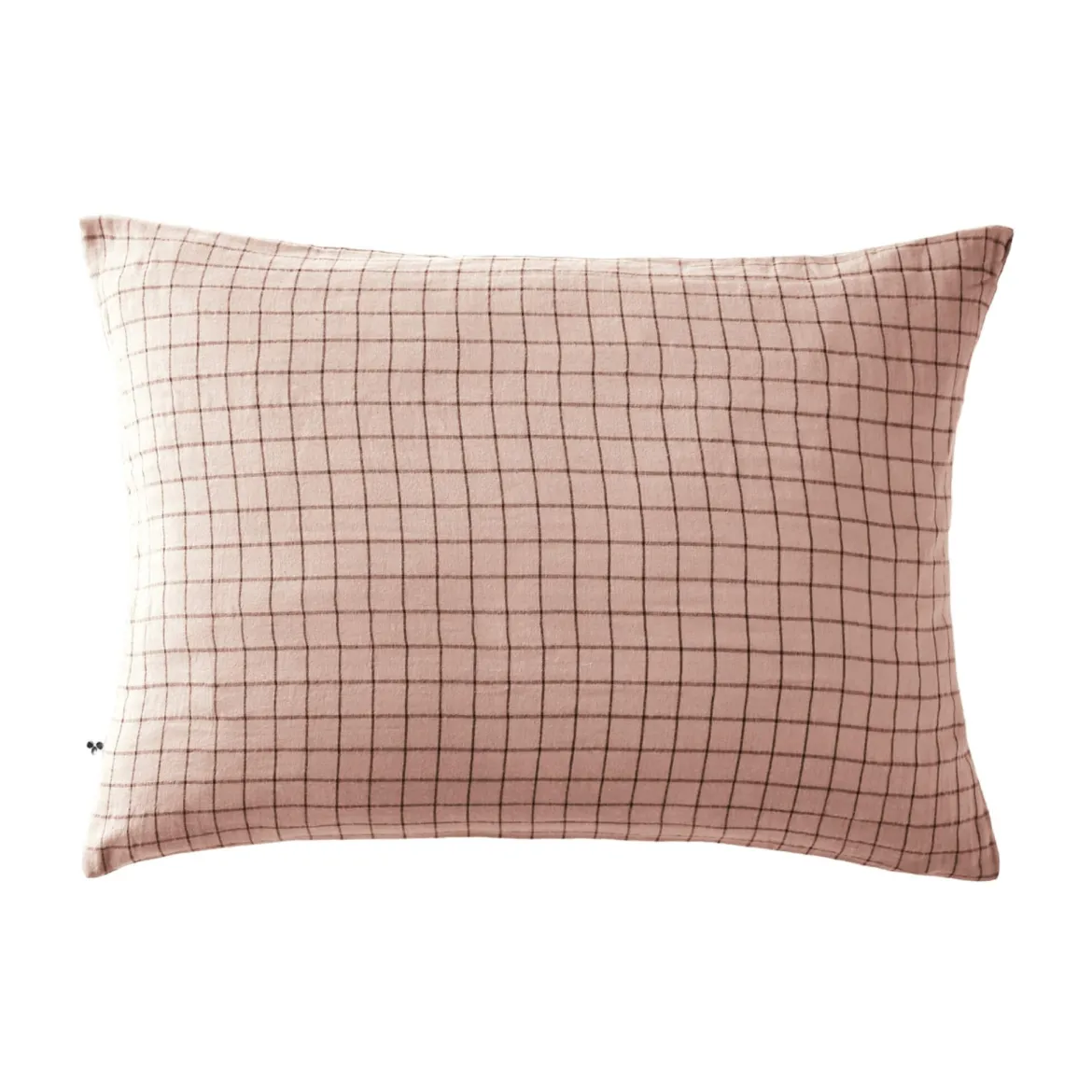 Taie d'oreiller à carreaux double gaze de coton rose