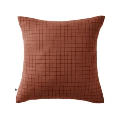 Taie d'oreiller à carreaux double gaze de coton orange