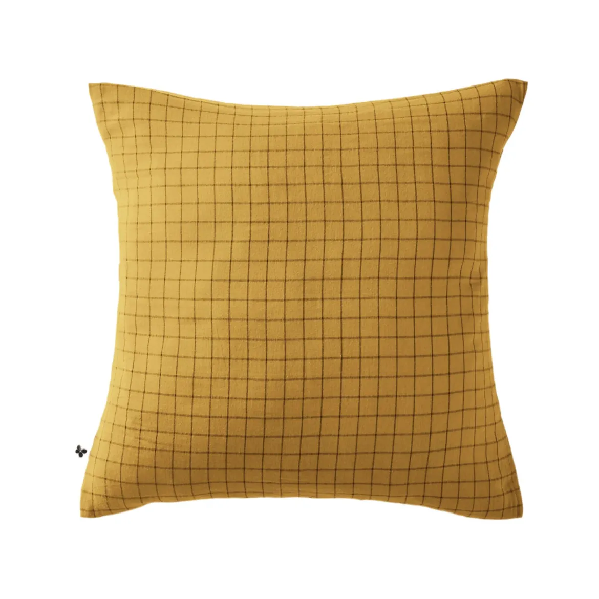 Taie d'oreiller à carreaux double gaze de coton jaune