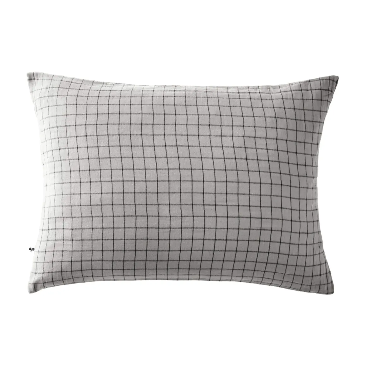 Taie d'oreiller à carreaux double gaze de coton gris
