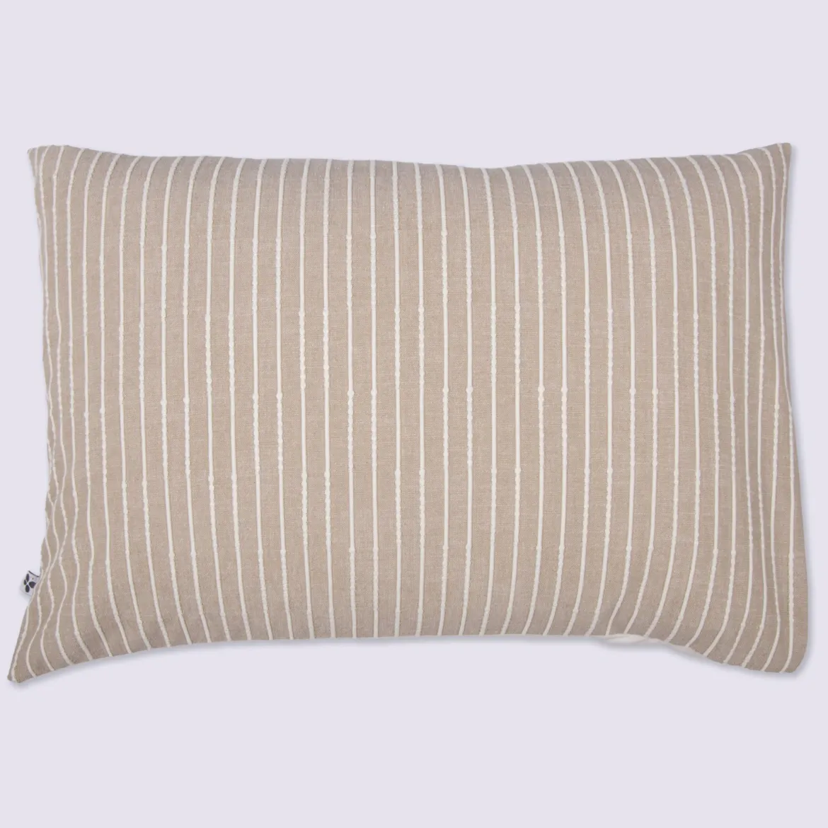 Taie d'oreiller coton rayure beige Terre de Nuit Dune