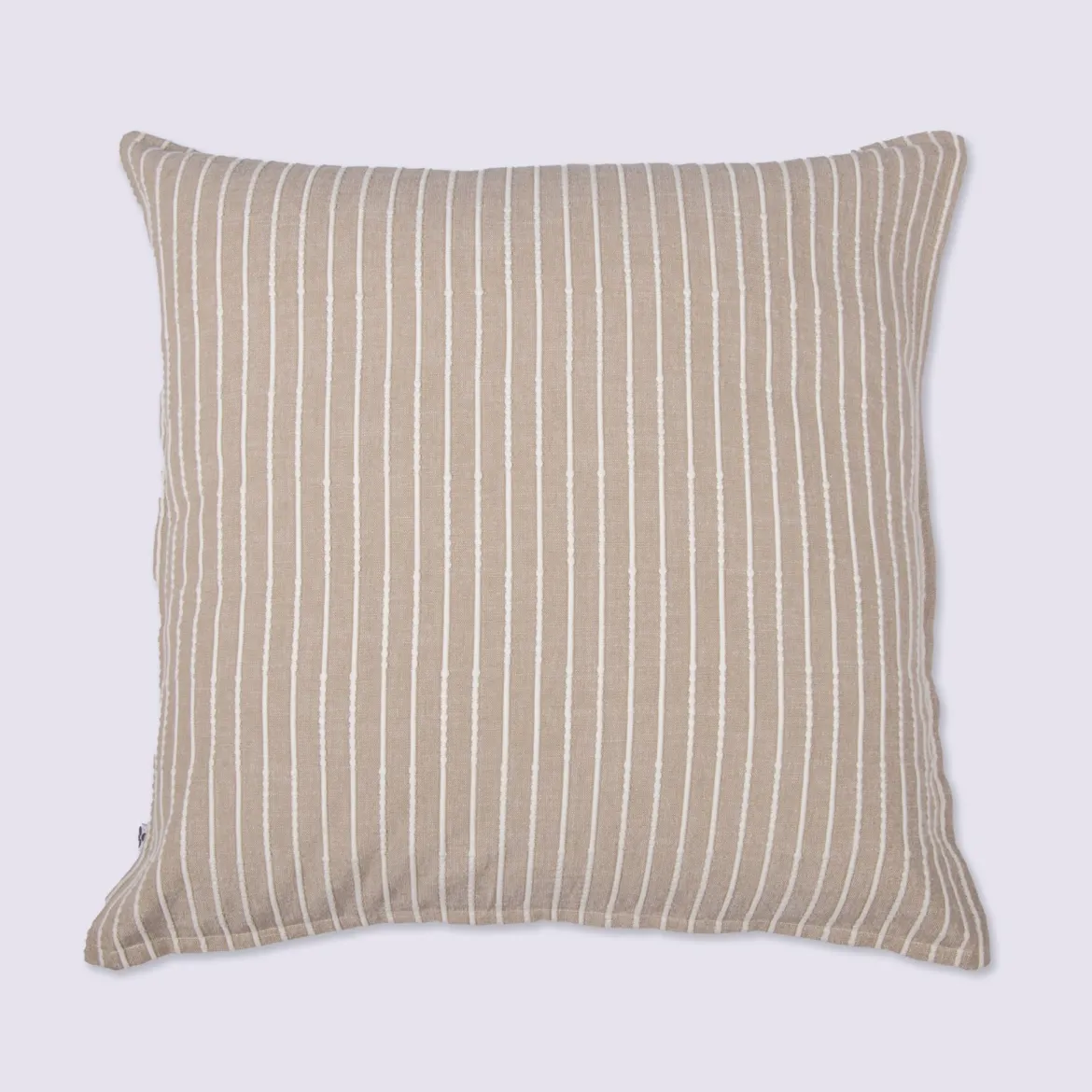 Taie d'oreiller coton rayure beige Terre de Nuit Dune