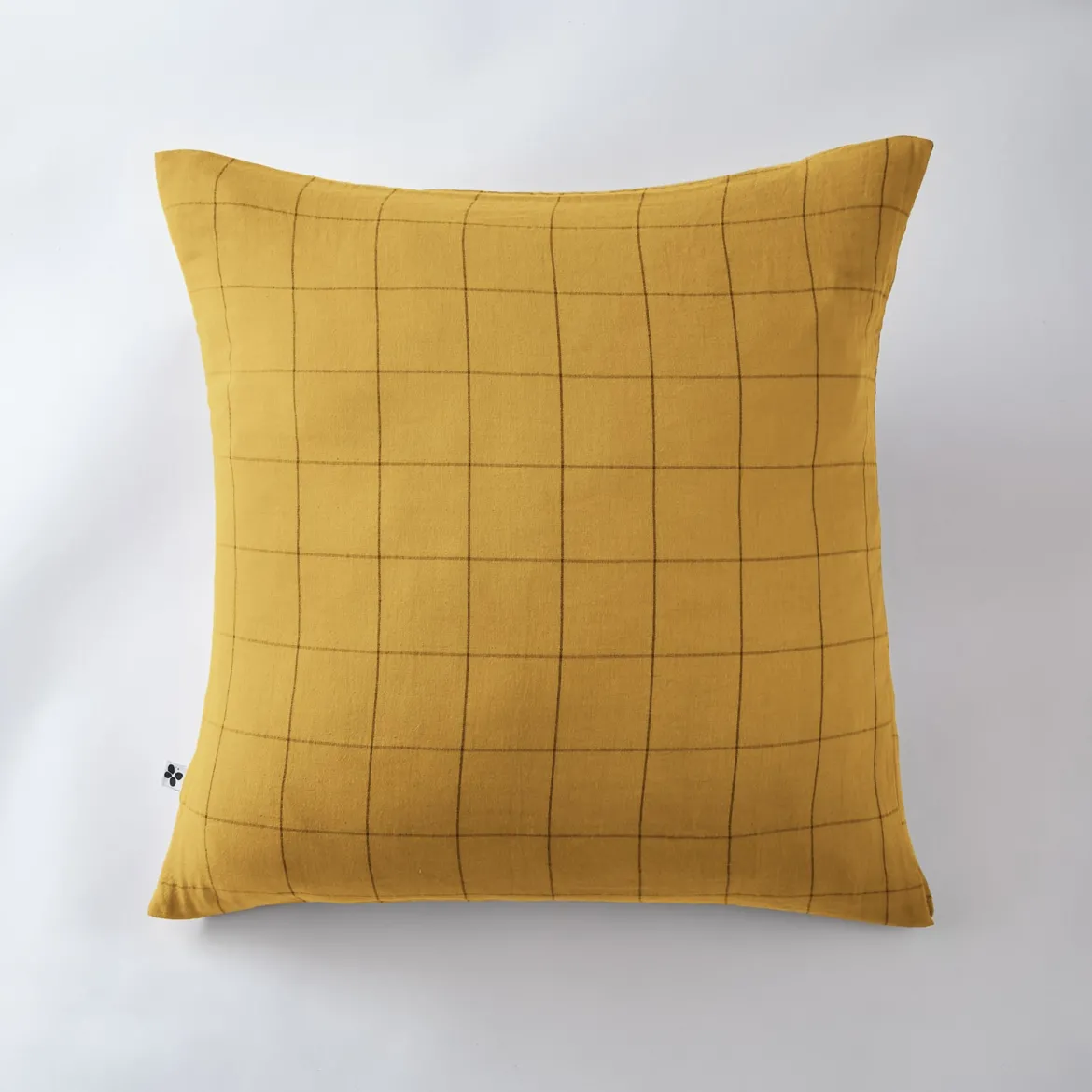 Taie d'oreiller double gaze de coton grands carreaux Terre de Nuit