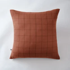Taie d'oreiller double gaze de coton grands carreaux Terre de Nuit