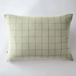 Taie d'oreiller double gaze de coton grands carreaux Terre de Nuit
