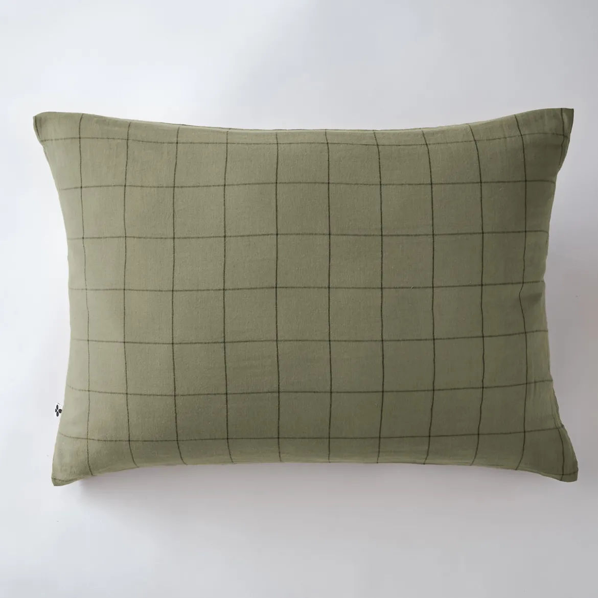 Taie d'oreiller double gaze de coton grands carreaux Terre de Nuit
