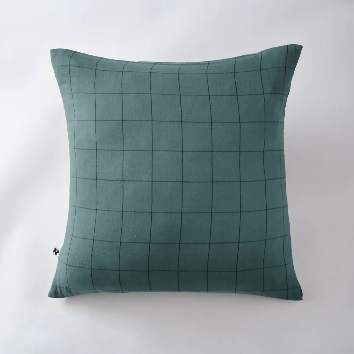 Taie d'oreiller double gaze de coton grands carreaux Terre de Nuit