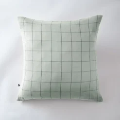 Taie d'oreiller double gaze de coton grands carreaux Terre de Nuit