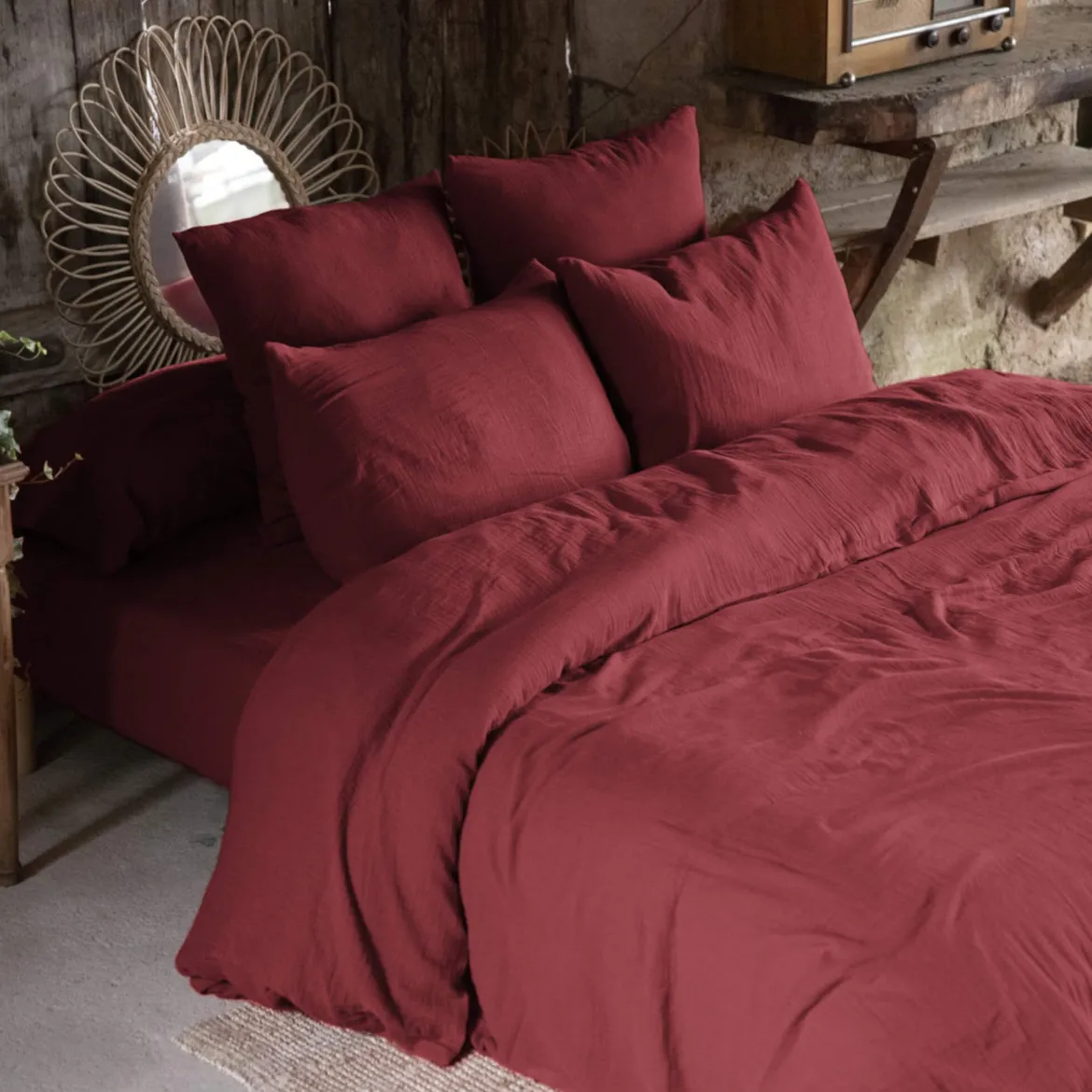 Taie d'oreiller double gaze de coton