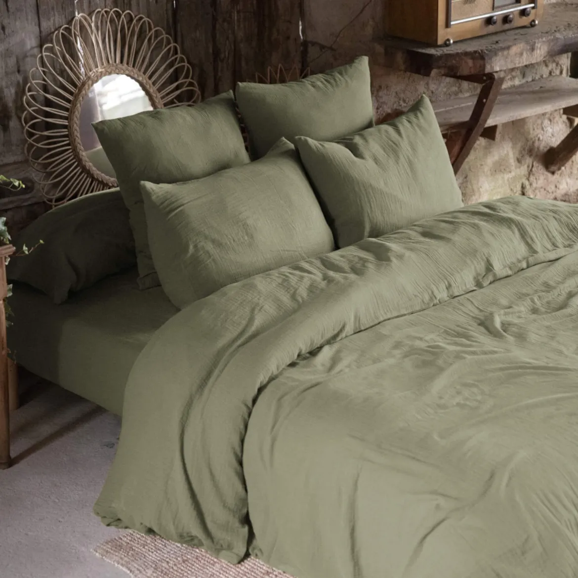 Taie d'oreiller double gaze de coton
