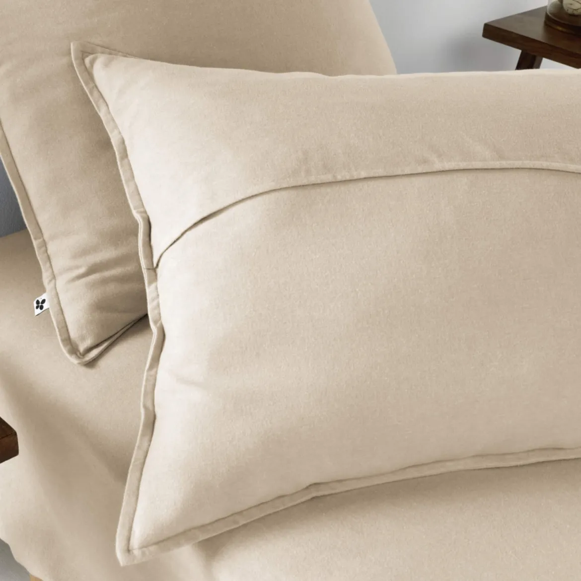 Taie d'oreiller flanelle beige