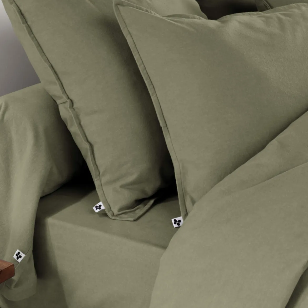 Taie d'oreiller flanelle kaki