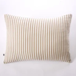 Taie d'oreiller gaze de coton à rayures beige Terre de Nuit Ninon