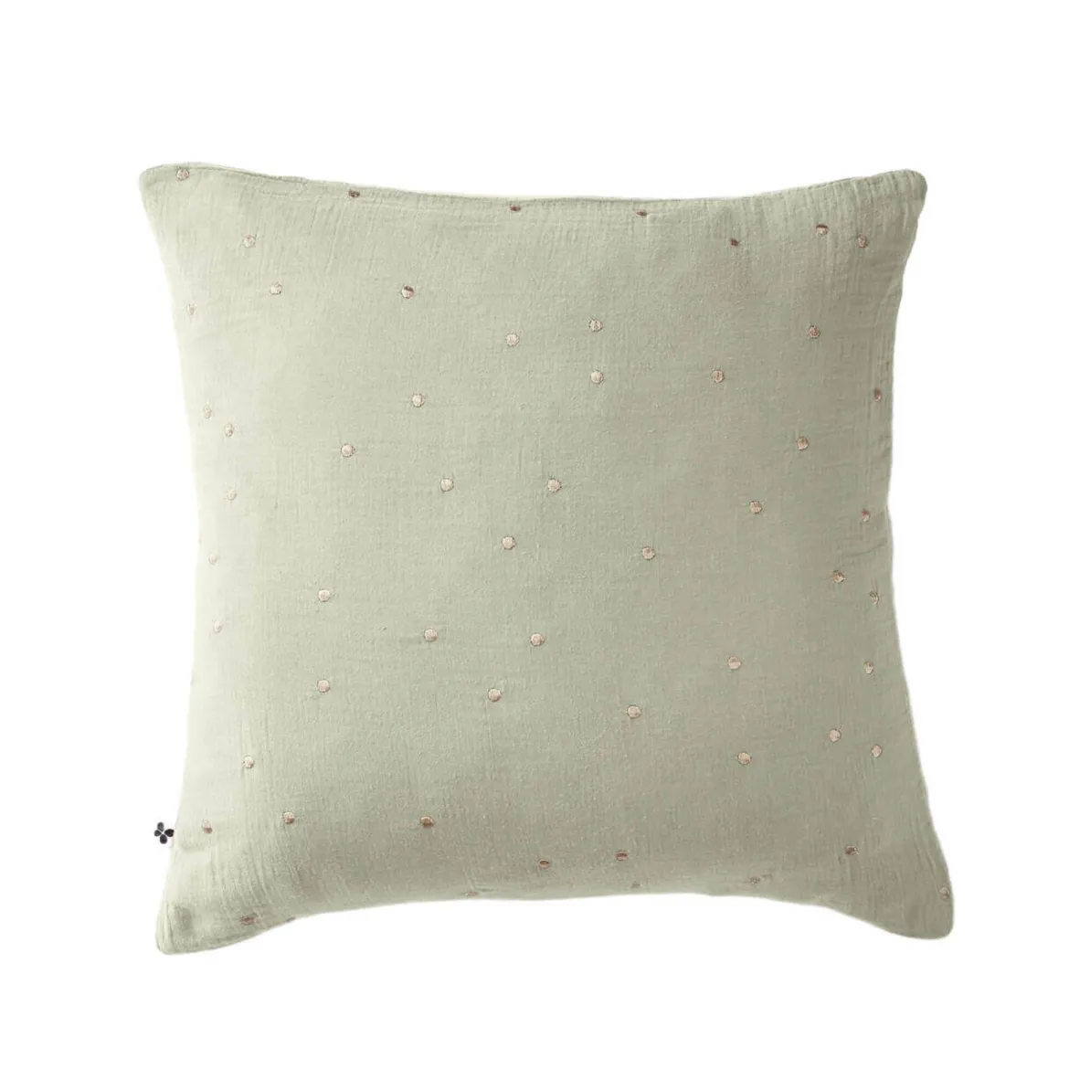 Taie d'oreiller à pois brodés double gaze de coton