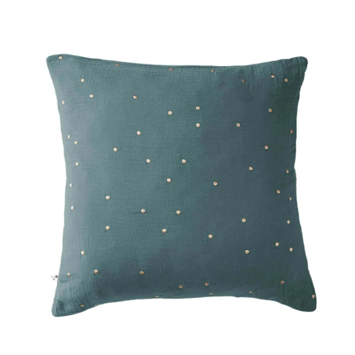 Taie d'oreiller à pois brodés double gaze de coton