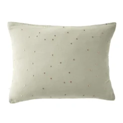 Taie d'oreiller à pois brodés double gaze de coton