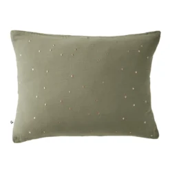 Taie d'oreiller à pois brodés double gaze de coton