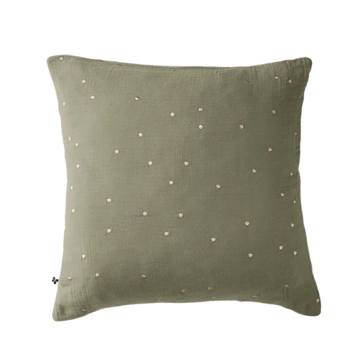 Taie d'oreiller à pois brodés double gaze de coton