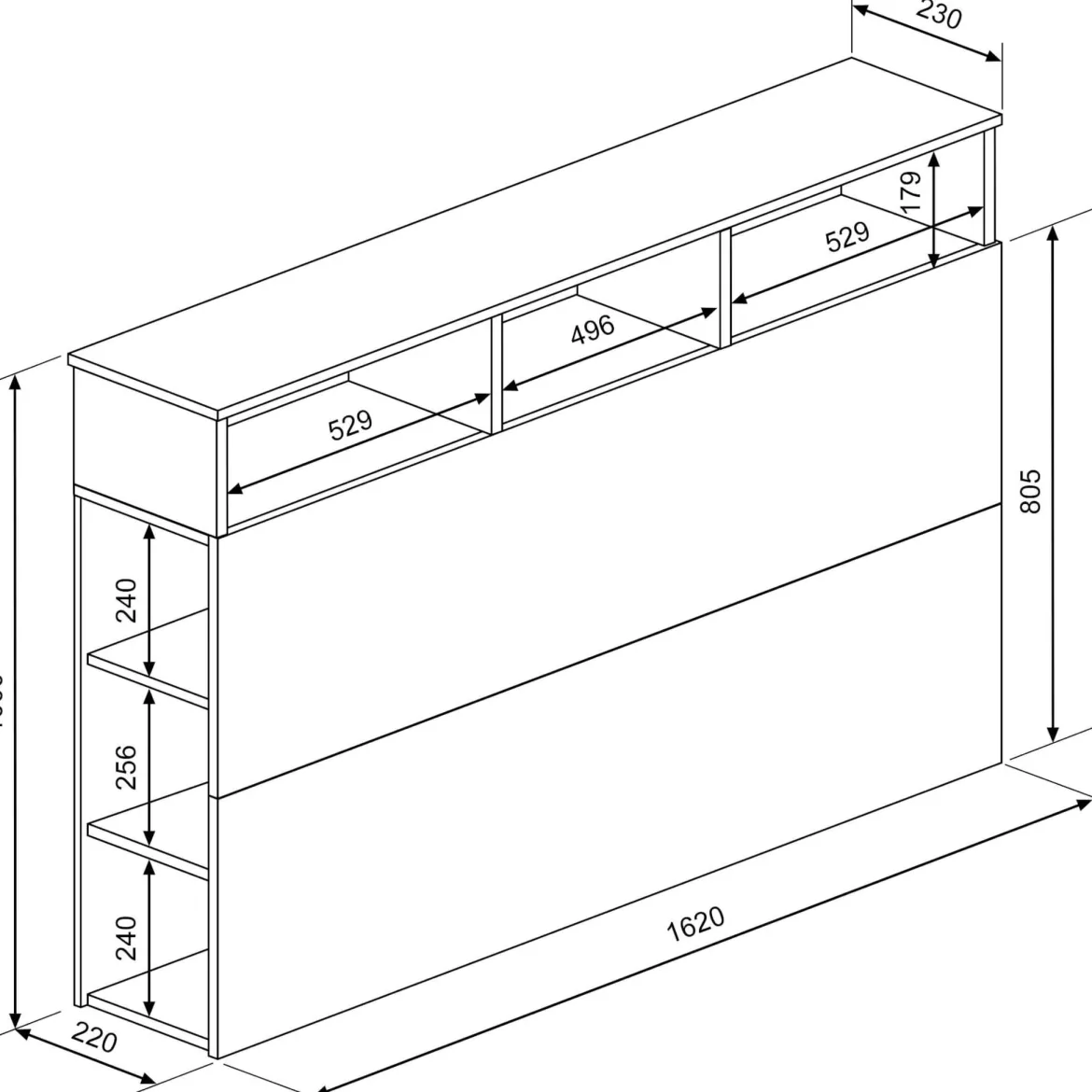 Tête de lit avec niches de rangement en bois - TL9052
