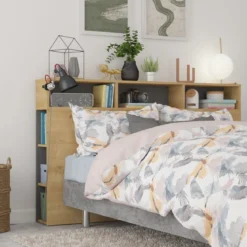 Tête de lit avec niches de rangement en bois - TL9052