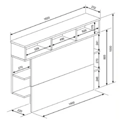 Tête de lit 160 cm bois blanc avec rangements Terre de nuit