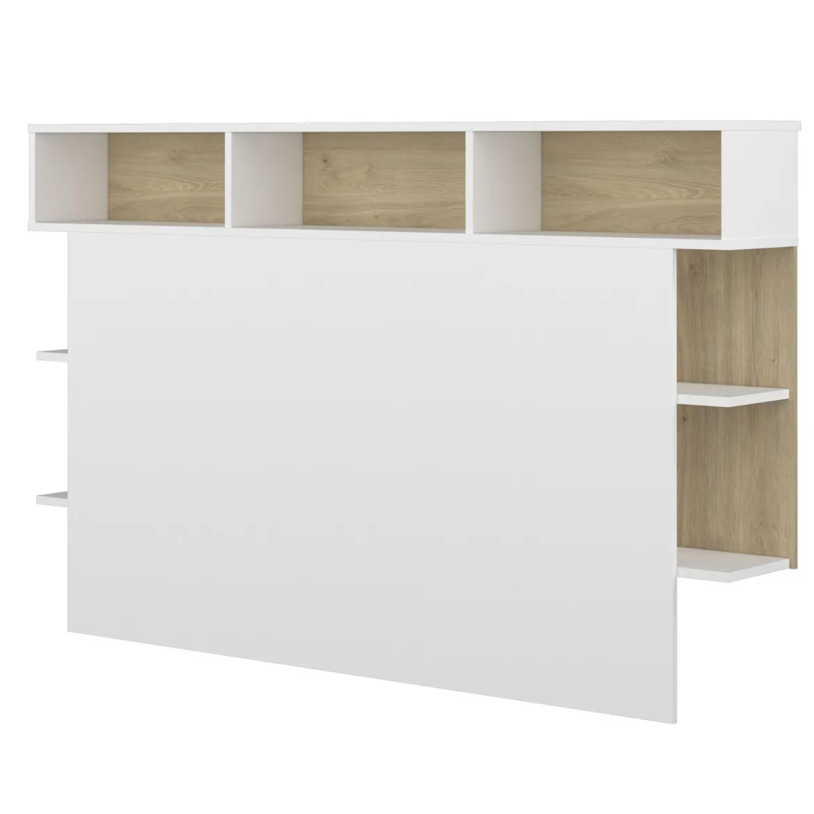 Tête de lit 160 cm bois blanc avec rangements Terre de nuit