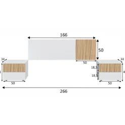 Tête de lit réversible avec 2 chevets 2 tiroirs - Blanc et bois naturel - TL81012