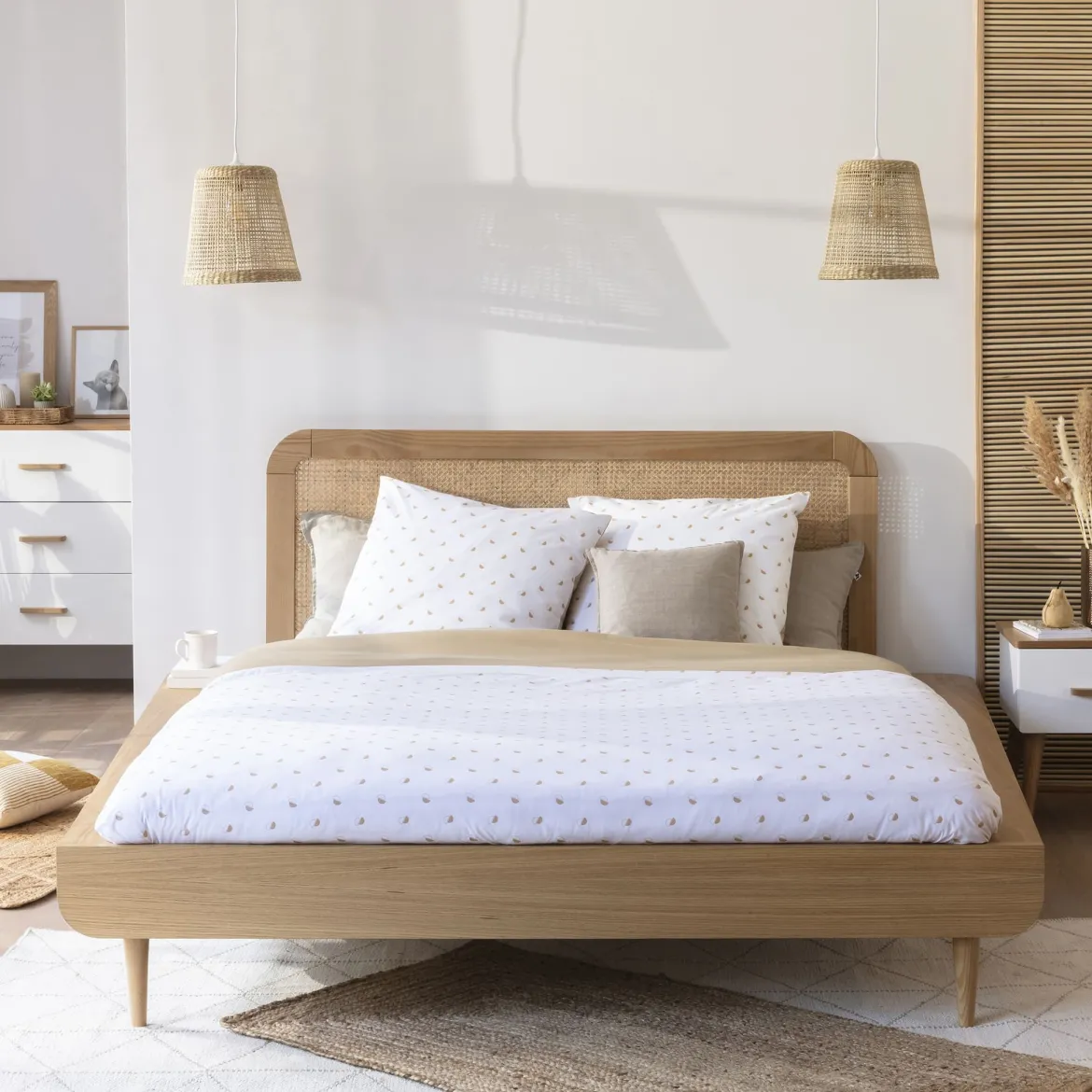 Tête de lit SMOOTHCLOUD en cannage et bois naturel